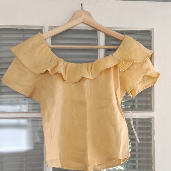 🆕 Reformation Athena Ruffle Top Buttercup XS - Picture 4 of 5